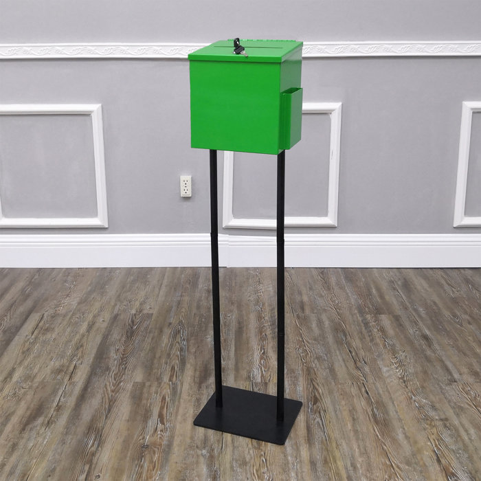 FixtureDisplays Stand with Metal Donation Box Suggestion Box Charity